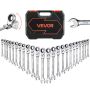 Painduvate kombineeritud narrevõtmete komplekt VEVOR JH0024-1, 24 osa, 8–19 mm ja 1/4–3/4 tolli, 35 × 26 × 11 cm