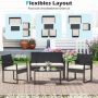 Outdoor furniture set, 2 armchairs, two-seater sofa and table, Sand