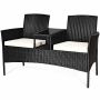 Outdoor Furniture Set, 2 Cushions, Black, White, 54.5 × 24 × 33 inches
