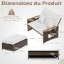 Outdoor furniture set, 2-seater, 2 tables, 164/119 × 72–111 × 54.5–88 cm