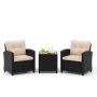 Outdoor furniture set, 3 pieces, Black