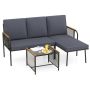 Outdoor furniture set, 3-piece, Grey, 166 × 78 × 118 cm