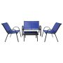Outdoor furniture set, 4 pieces, 2 armchairs, sofa and table, Blue