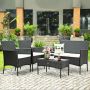 Outdoor furniture set, 4 pieces, White