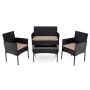 Outdoor furniture set, 4 pieces, armchair, 2 chairs and table