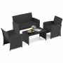 Outdoor Furniture Set, 4-Piece, Black/White