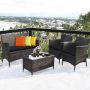 Outdoor furniture set, 4 pieces, Brown/Grey