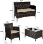 Outdoor furniture set, 4 pieces, Brown