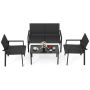 Outdoor furniture set, 4 pieces, brown/black