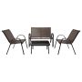 Outdoor furniture set, 4 pieces, sofa, 2 armchairs and table, Brown