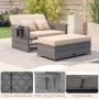 Outdoor furniture set, two-seater sofa, pouf and 2 tables, 166/122 × 70–111 × 55–88 cm