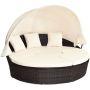 Outdoor furniture set, sun lounger, 2 chairs and table, black/beige, 192 × 146 × 177 cm