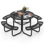 Outdoor furniture set, up to 8 people, 4 benches, Black, 202 × 202 × 75 cm