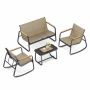 SONGMICS GGF0028B01 Outdoor Furniture Set, 2 Rocking Chairs and Table, Brown