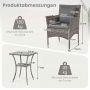 Outdoor bistro furniture set, 3 pieces, 2 chairs and 1 table, Grey