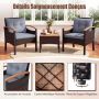 Outdoor bistro furniture set, 3 pieces, 2 chairs and a table, Grey