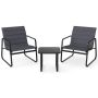 Outdoor bistro furniture set, 3 pieces, 2 chairs and table, Grey/black