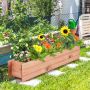 Outdoor Flower Pot, 2 Drainage Holes, Brown, 36 × 7 × 6 inches