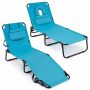 Outdoor lounger, 3 removable pillows, Blue, 166.4–194.3 × 63.5 × 33–85.1 cm