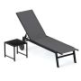 Outdoor lounger with side table, 2-piece, Grey, 190–150.5 × 59 × 33.5–99 cm