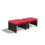 Outdoor footstool set, 2 pcs, Brown/multicoloured