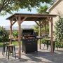 Outdoor gazebo, 2 side shelves, Brown, 263 × 151 × 223 cm