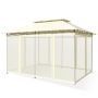 Outdoor Gazebo, With 6 Mesh Covers, Sand, 13 × 10 × 9 ft