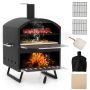 Outdoor Pizza Oven, Wood-Fired, Black and Silver, 24 × 21 × 32.5 inches