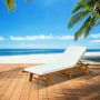 Outdoor chaise longue, Adjustable, Foldable, Sand, 195 × 68 × 30–90 cm