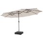 Outdoor umbrella, double with 48 LED lights, Sand, 470 × 280 × 251 cm