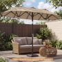 Outdoor umbrella, double-sided, 12 ribs, brown, 304.8 × 219.5 × 161.5 cm
