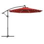 Outdoor umbrella, tilted, 24 LED lights, Red