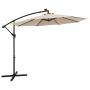 Outdoor umbrella, tilted, 40 LED, 300 × 250 × 300 cm