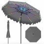 Outdoor umbrella with LED lighting, 104 LED bulbs, Gray, Ø 274 × 274 cm