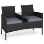Outdoor sofa, 2-seater with table, Black, 126 × 84 × 62 cm