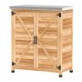 Lauko spintelė su vidine lentyna ir cinkuoto plieno stalviršiu, 79x43x92 cm, medžio spalva