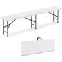 Outdoor bench, foldable, White, 180.3 × 30.5 × 43.2 cm