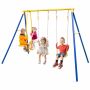 Outdoor swing set, 2 seats and 2 footrests, 266.7 × 195.58 × 152.4 cm