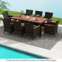 Outdoor dining set, 9 pieces, 8 seats, 190 × 90 × 74 cm