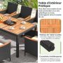Outdoor dining set, 9 pieces, 8 chairs, 190 × 91 × 74 cm