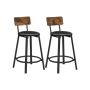 Set of 2 bar stools 39x39x82cm., black/dark brown