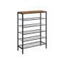 Industrial style shoe rack, brown/black