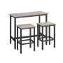 Bar table with 2 bar stools, black/light brown