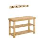 Shoe bench with wall-mounted coat rack, light brown/black