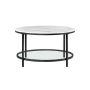 Modern coffee table with tempered glass shelf, white - black