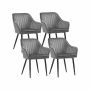 Set of 4 dining chairs, light gray, straight lines