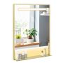 LED bathroom mirror, With open shelf, Gold, 80 × 60 × 3.5 cm