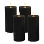 LED-küünalde komplekt Relaxdays, 4 tk, Must, Ø 7,5 × 18 cm