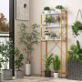 Shelf stand over the toilet, 3 shelves and 4 hooks, White, 63.5 × 163.8 × 24.1 cm
