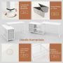 L-shaped desk with charging station and 3 fabric drawers, 205 cm, white
